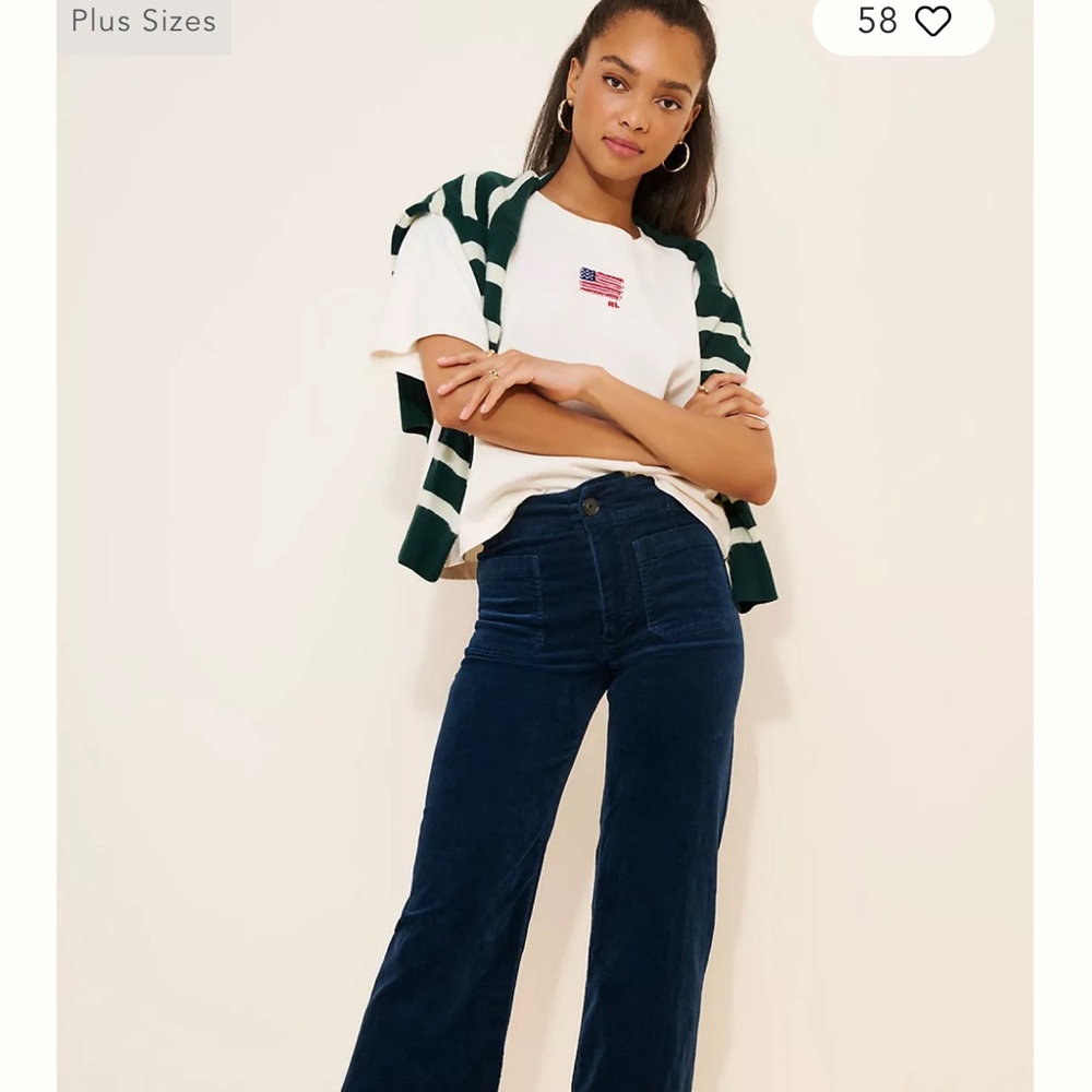 Maeve Deep Blue Wide Leg Corduroy Pants- buy both for $90